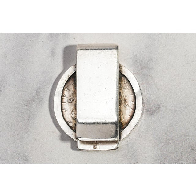 Fantastic Large Vintage Sterling Silver Money Clip 1971 Bahamas Islands Queen Elizabeth II Coin Gentleman’s Accessory British Royalty For Sale - Image 10 of 11