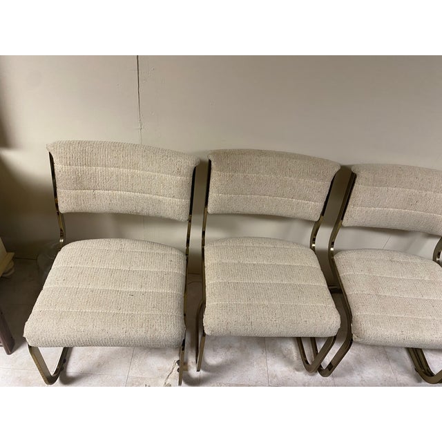 Metal 1970s Mid-Century Modern Cal-Style Brass Cantilever Dining Chairs Model 7411 - Set of 4 For Sale - Image 7 of 8