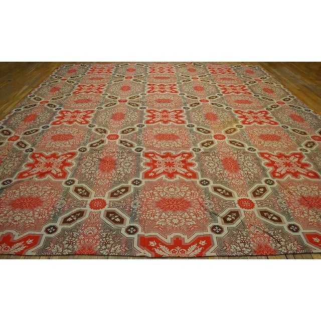 Red Mid 19th Century American Ingrain Carpet ( 12' 6" x 13' 4" - 381 x 406 cm ) For Sale - Image 8 of 8