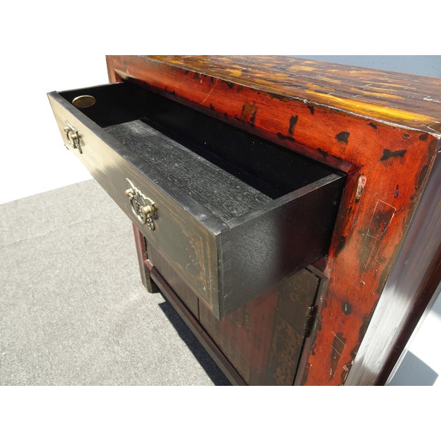 Vintage Hooker Furniture Asian Red Hall Chest ~ Side Table Cabinet For Sale - Image 11 of 17