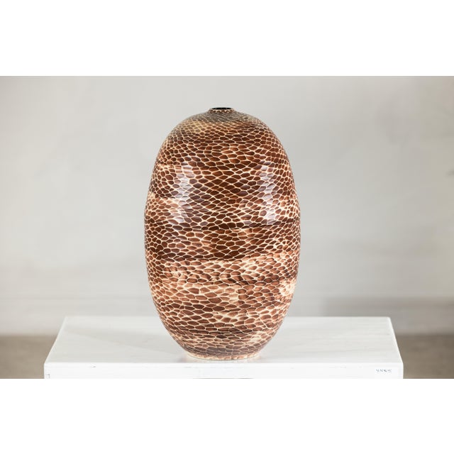 Artisan Large Ceramic Vase with Reptile-Inspired Textured Glaze For Sale - Image 18 of 18