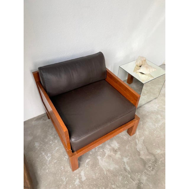 Modernist Exotic Wood and Leather Armchair, 1960s For Sale - Image 13 of 18