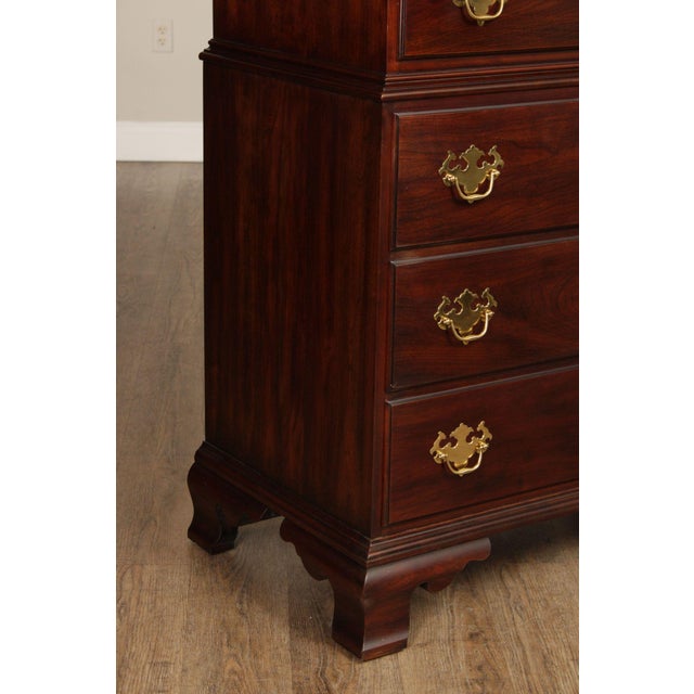 Statton Chippendale Style Cherry Chest on Chest For Sale - Image 11 of 12