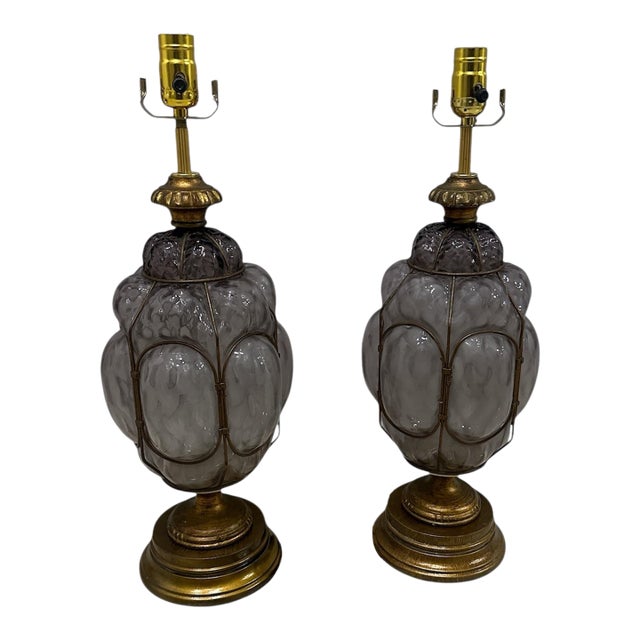 Mid 20th Century Style After Seguso Murano Table Lamps For Sale
