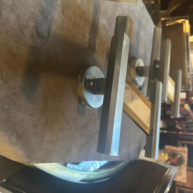 Brass 1960s Mid-Century Modern Brass and Steel Italian Wall Sconce by Gaetano Sciolari For Sale - Image 8 of 16