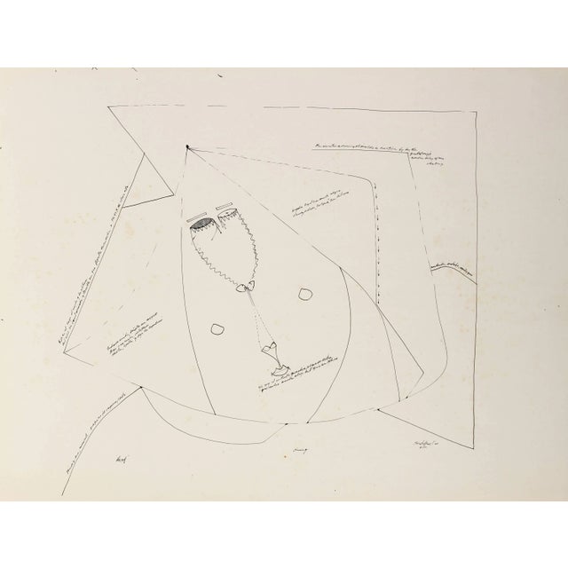 Santos Rene Irizarry "Head" Modernist Abstracted Portrait in Ink, 1967 1967 For Sale