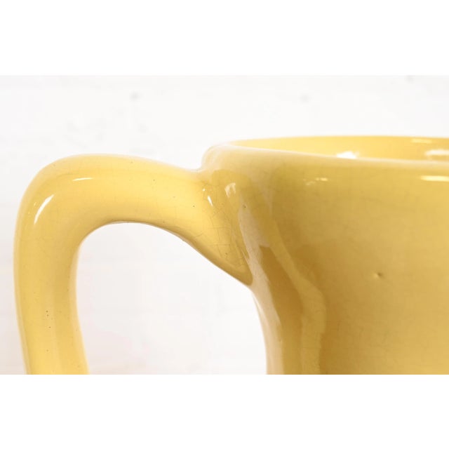 Robinson Ransbottom of Roseville Arts & Crafts Large Yellow Glazed Handled Art Pottery Jugs or Vases, Pair For Sale In South Bend - Image 6 of 13