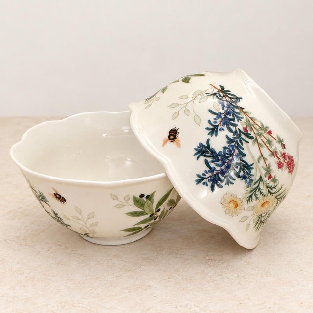 Lenox Lenox Butterfly Meadow Herbs Scalloped Bowls – Set of 2 For Sale - Image 4 of 7