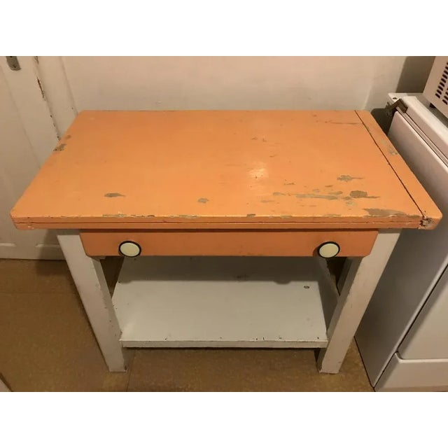 Orange Vintage Hungarian Wood Kitchen Table For Sale - Image 8 of 11