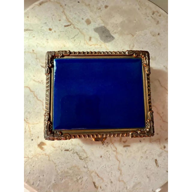Royal Bovano Italian Style Cobalt Blue Enamel Vintage Cigarette Case or Jewelry Box From the 1950s or 1960s For Sale In Los Angeles - Image 6 of 12