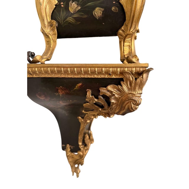 Bronze 18th Century French Louis XV Lenoir À Paris Floral Cartel Clock & Bracket For Sale - Image 8 of 13