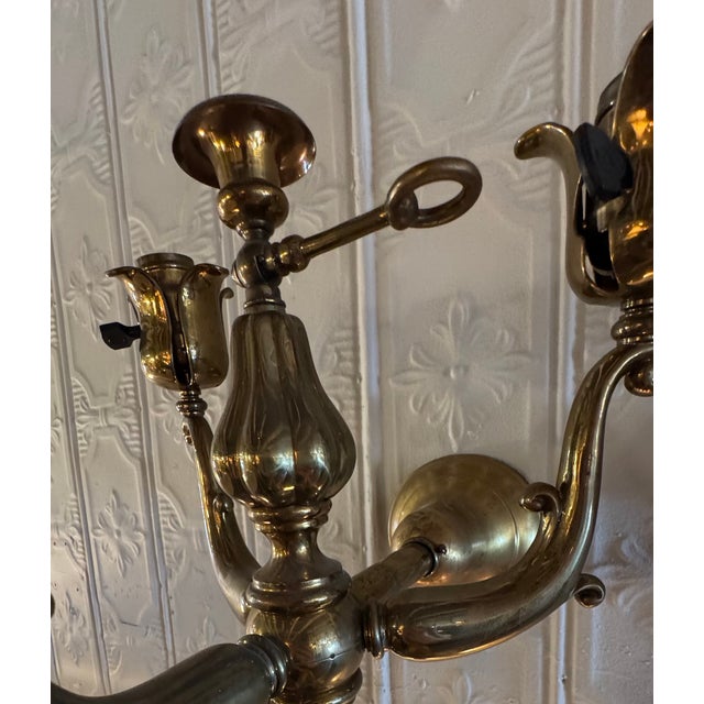 Late 1800's Gas/Electric Three Light Sconces - a Pair For Sale - Image 4 of 7