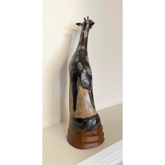 Tribal Wood Carved Giraffe Tabletop Figurine For Sale In Houston - Image 6 of 9