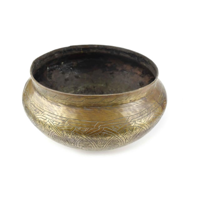 Early 20th Century Hand Made Brass Engraved Pot Jardiniere Planter Vase For Sale - Image 6 of 11