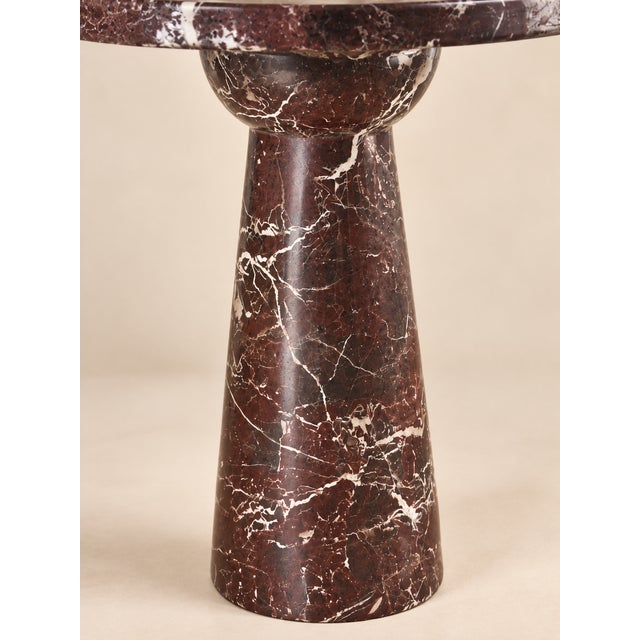 Red Rosso Levanto Marble Round Pedestal Table – Luxury Italian Red Marble For Sale - Image 8 of 8