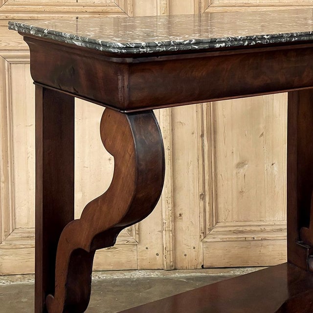 19th Century French Louis Philippe Period Mahogany Marble Top Console For Sale - Image 12 of 18