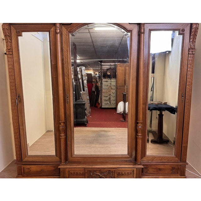 Louis XVI Style Walnut Wardrobe, 1850 For Sale - Image 5 of 10