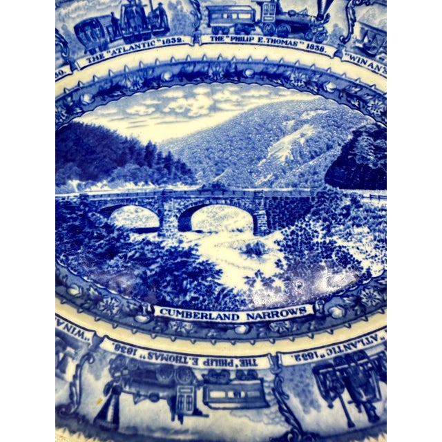 Royal Blue Vintage Baltimore and Ohio Railroad Platter For Sale - Image 8 of 8
