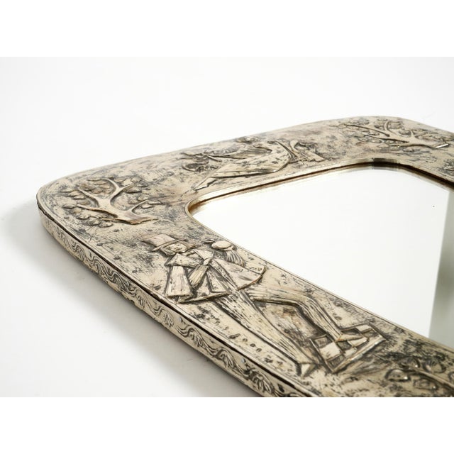 Mid-Century Modern Wall Mirror with Silver-Plated Frame, 1950s For Sale - Image 14 of 18