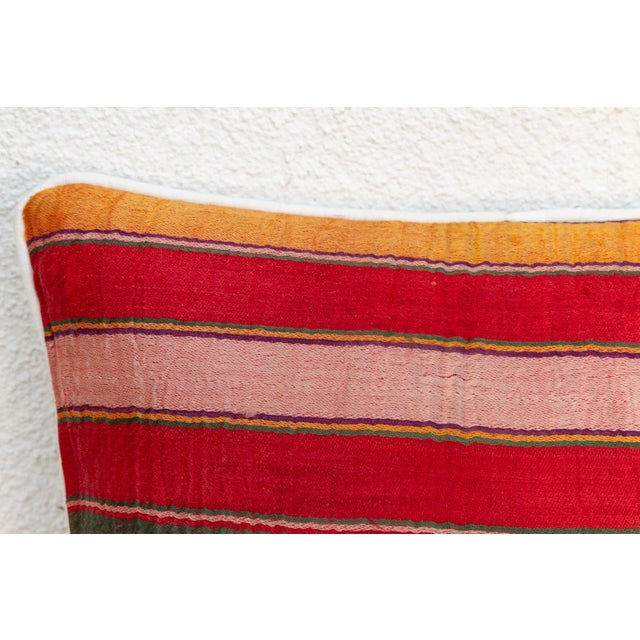 Indian Zarina Striped Mashru Lumbar Pillow For Sale - Image 3 of 6