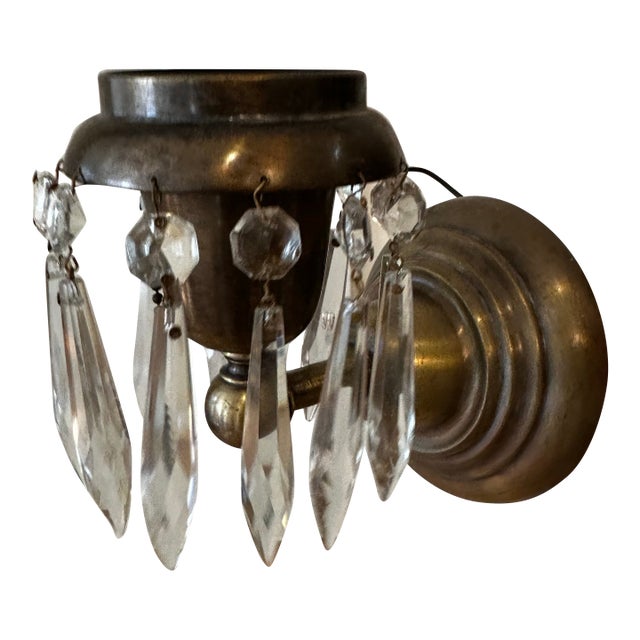 Vintage Oil Rubbed Bronze Wall Sconces With Prisms - a Pair For Sale