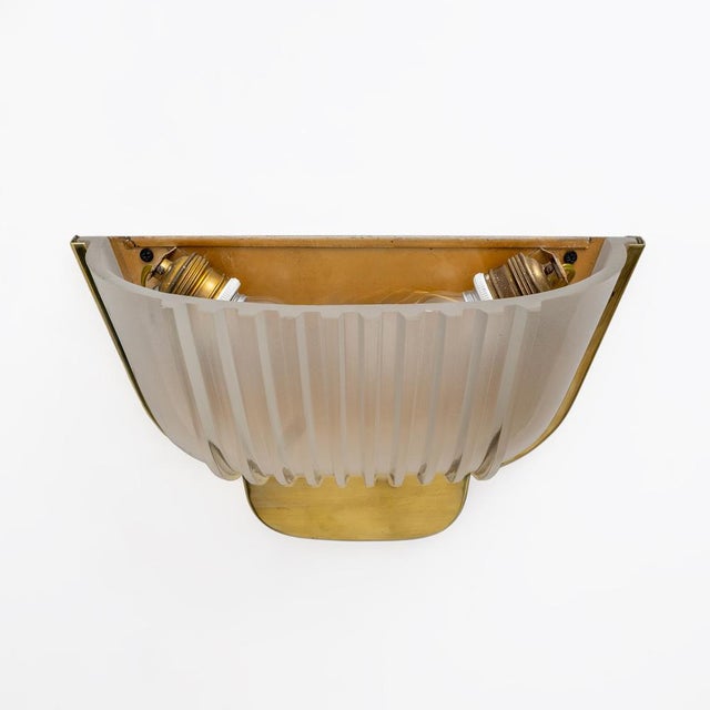 Gold Art Deco Murano Glass Wall Sconces attributed to Archimede Seguso for Seguso Vetri D'Arte, 1940s, Set of 2 For Sale - Image 8 of 10