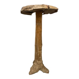Mid-Century Hand-Carved Bleached Wood Mushroom Garden Sculpture For Sale