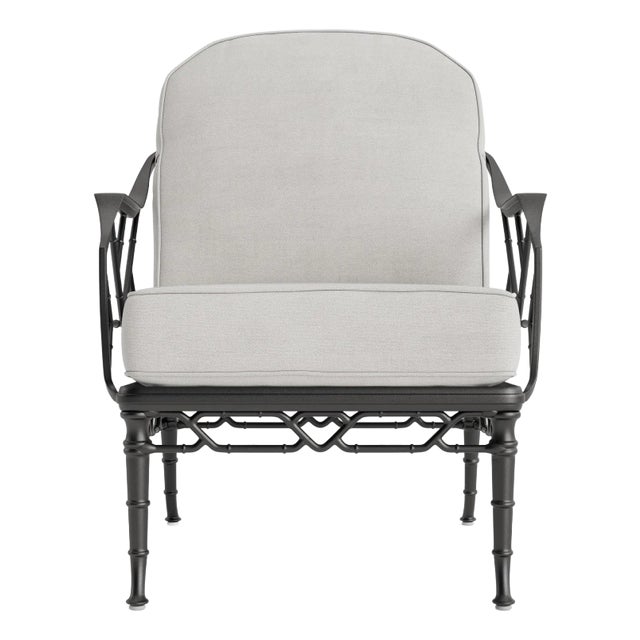 Brown Jordan Calcutta Lounge Chair, Textured Pewter frame with Fusion Dove fabric For Sale