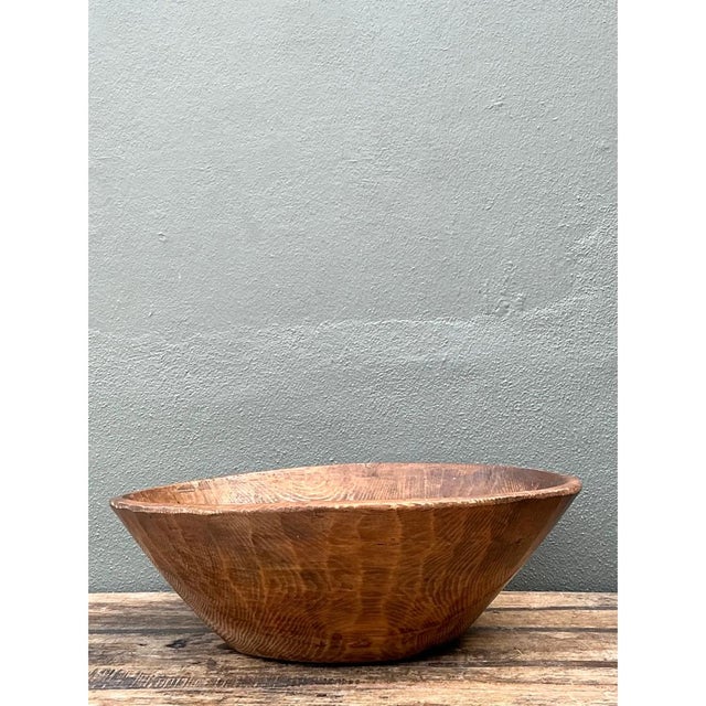Vintage Monumental Rustic Carved Wood Bowl For Sale - Image 10 of 12