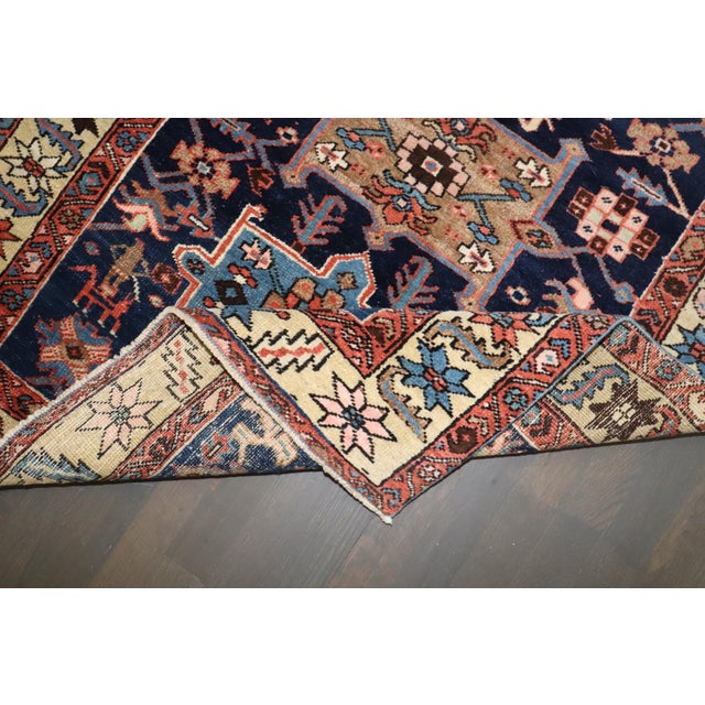 Textile Antique Zabihi Collection Persian Heriz Small Rug - 3'2" x 4'2" For Sale - Image 7 of 10