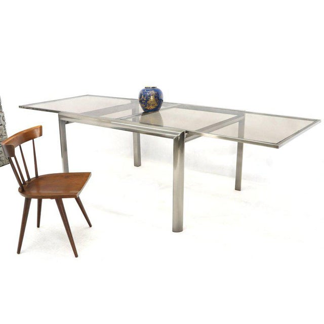 Expandable Metal Frame Glass Top MidCentury Modern Dining Table Chairish