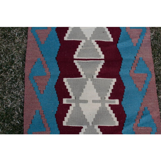 Textile 1980s Tribal Blue Ethnic Kilim For Sale - Image 7 of 13