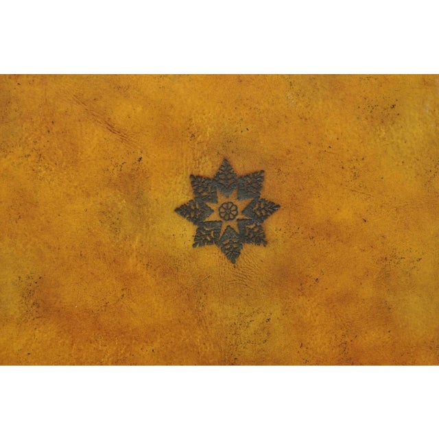 Late 20th Century Maitland Smith Bronze Figural Elephant Table Lamp Faux Tooled Leather Shade (A) For Sale - Image 11 of 12