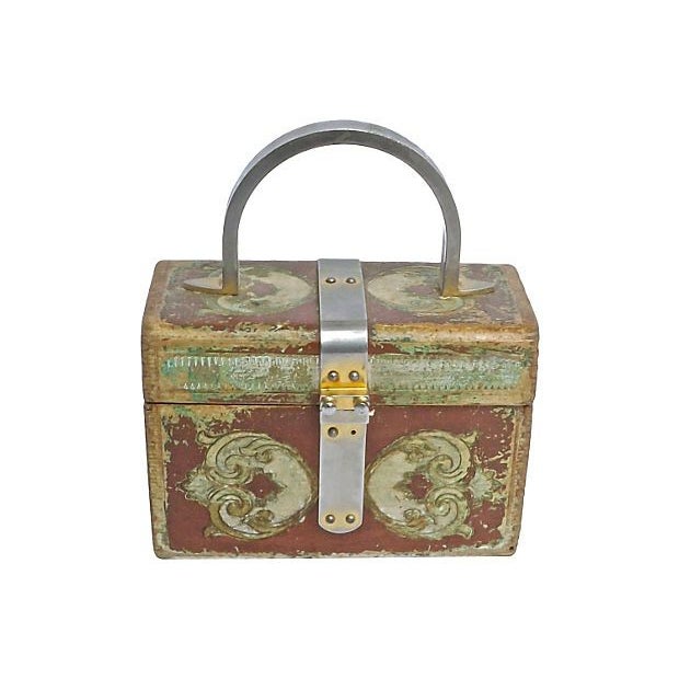 Vintage Italian Florentine Style Wooden Box For Sale