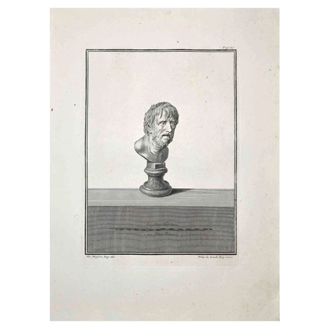 Nicola Fiorillo, Hermes, Ancient Roman Statue, Original Etching, 18th Century For Sale