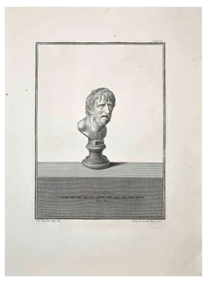 Nicola Fiorillo, Hermes, Ancient Roman Statue, Original Etching, 18th Century