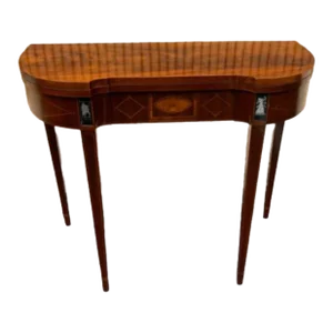 Late 20th Century Baker Furniture Neoclassical Style Mahogany Inlaid Marquetry Console Table