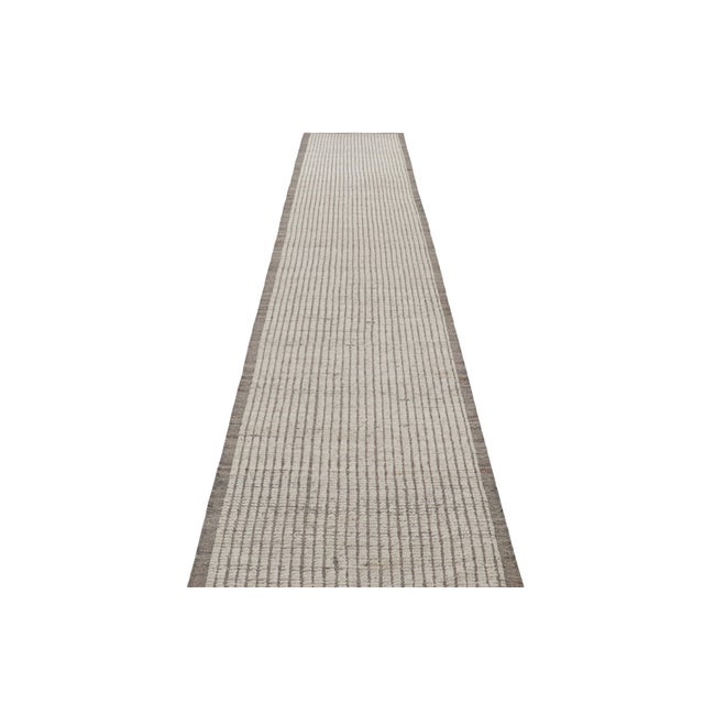 2010s Rug & Kilim’s Extra-Long Kilim Runner Rug With White Textural Stripes and Striae For Sale - Image 5 of 7