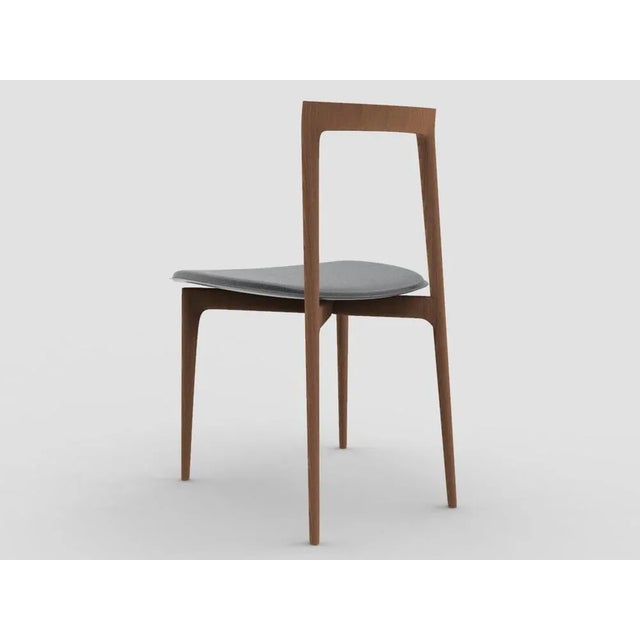 Contemporary Modern Linea 645 Grey Chair in Leather and Wood by Collector Studio For Sale - Image 3 of 5