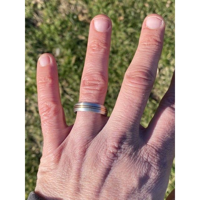 Metal The Handmade: Designer Signed Handmade Platinum and Yellow Gold Gentleman's Band For Sale - Image 7 of 8