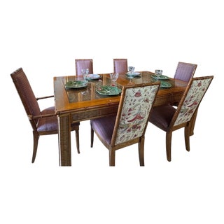 Mid-Century Faux Bamboo/Rattan Dining Set For Sale