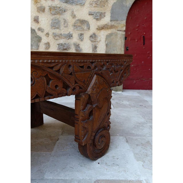 Antique Indonesian Bench in Carved Wood, 1890s For Sale - Image 13 of 18