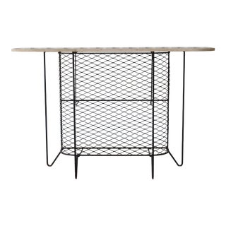 1950s Frederick Weinberg. Mid Century Modern Iron and Travertine Bar For Sale