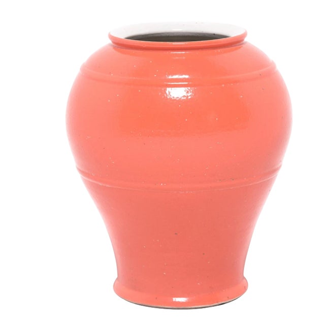 Persimmon Orange Tapered Plum Vase For Sale