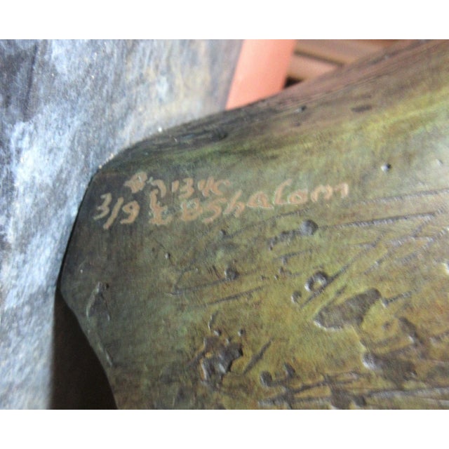 1990s Large Modern Itzik Benshalom Bull Figural Marble Patinated Bronze Statue #3/9 For Sale - Image 10 of 10