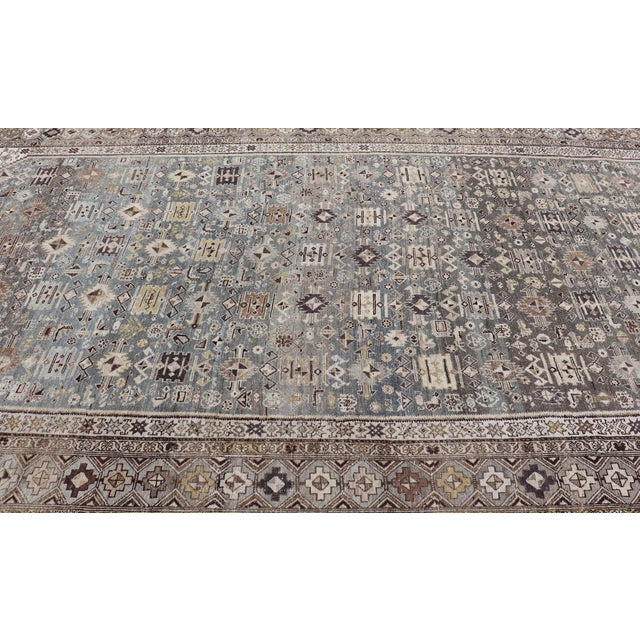Antique Persian Malayer Gallery Rug With Soft Blue Field Tribal Design 7'5"x18'0" For Sale - Image 4 of 16