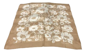 A 1980s Pierre Balmain White and Brown Floral Silk Foulard