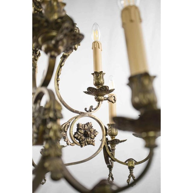 Metal Antique Chandelier with Fifteen Bulbs For Sale - Image 7 of 18