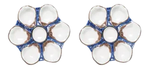 Oyster Plate, Navy, Set of 2