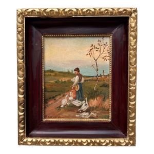 Early 20th Century Listed American Artist Arthur Schneider Antique Oil on Board Painting